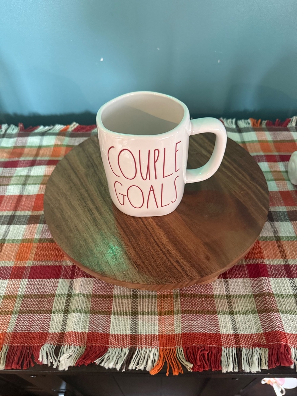 Rae Dunn White Mug with Red "COUPLE GOALS"